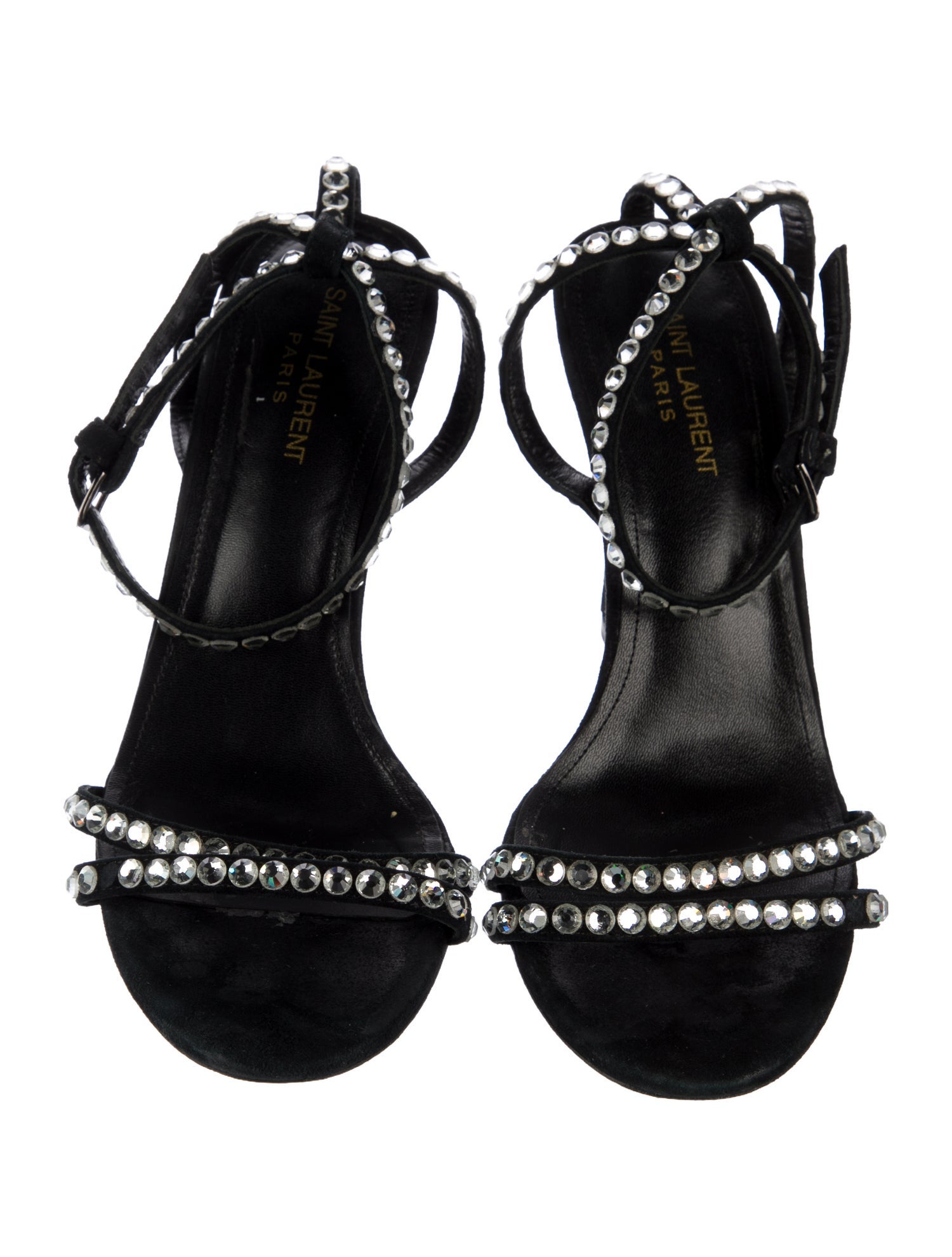 Saint Laurent Satin Crystal Embellishments Sandals
